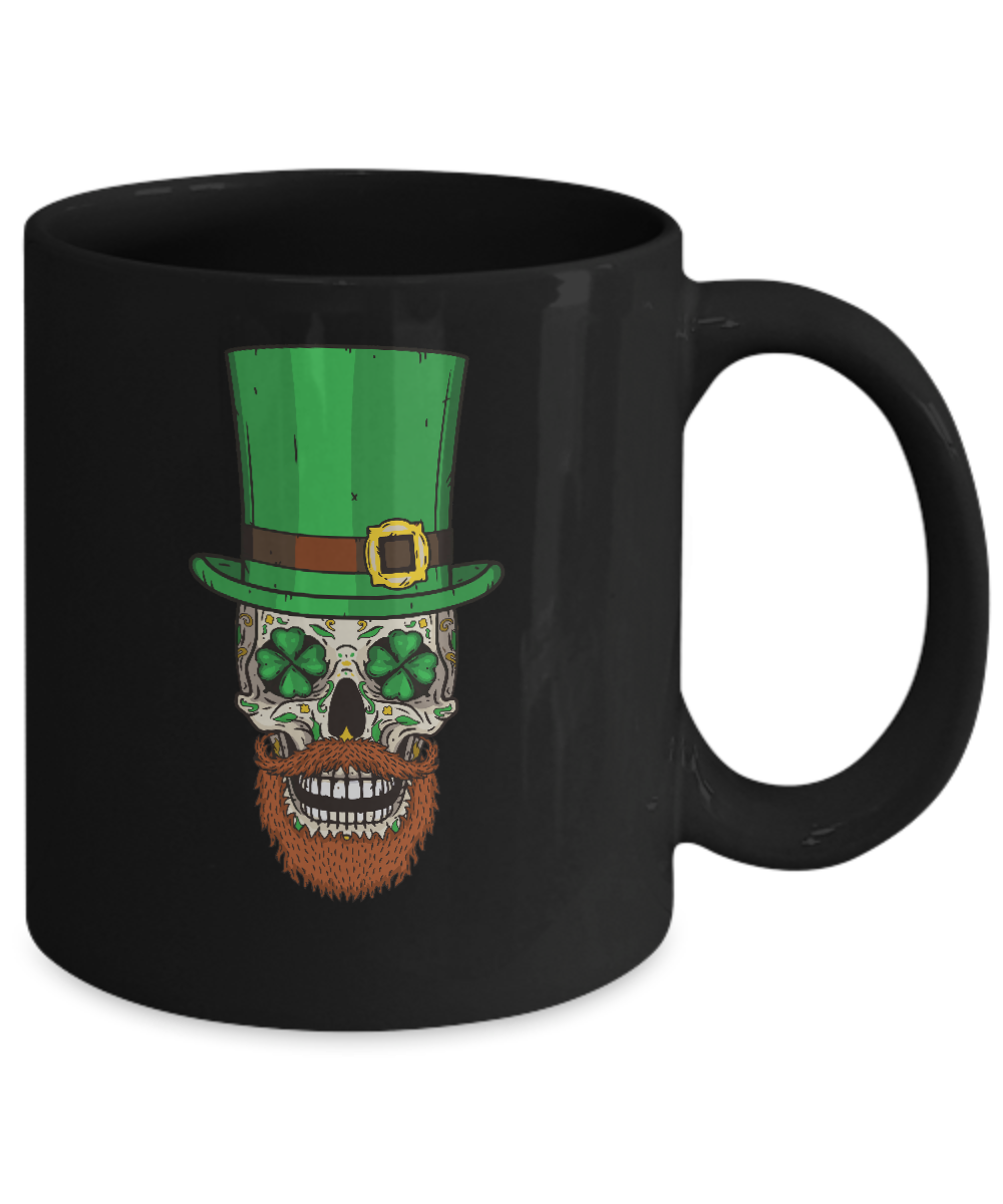 Sugar Skull Leprechaun St Patricks Day Mug-Coffee Mug-11oz Mug-Black