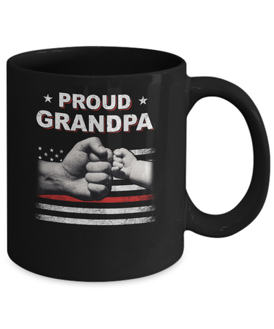 Proud Grandpa Fireman Firefighter Thin Red Line Flag Fathers Day Mug-Coffee Mug-11oz Mug-Black