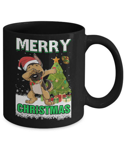 Cute German Shepherd Claus Merry Christmas Ugly Sweater Mug-Coffee Mug-11oz Mug-Black