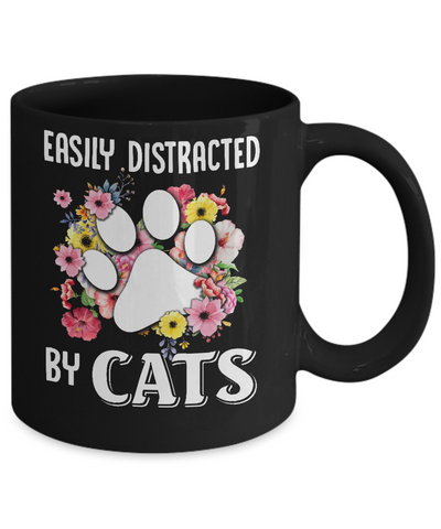 Easily Distracted By Cats Mug-Coffee Mug-11oz Mug-Black