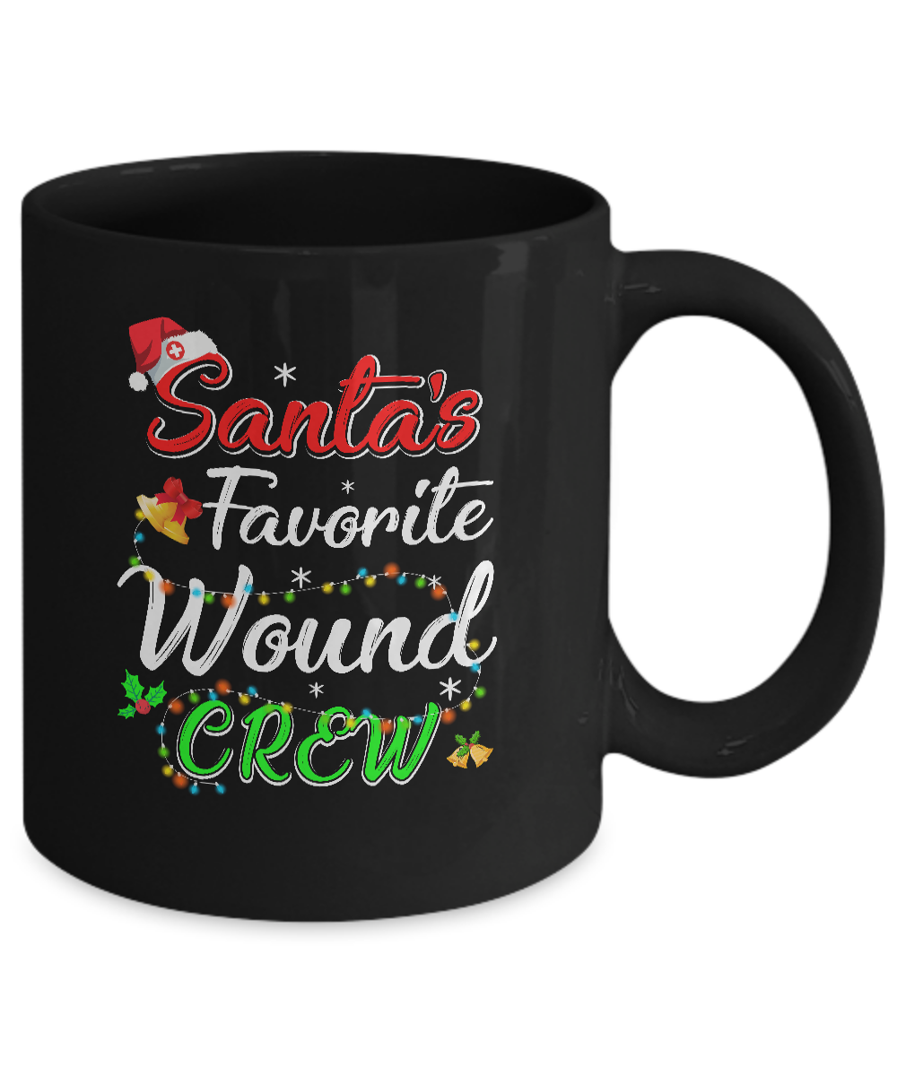 Santa's Favorite Wound Crew Christmas Funny Nurse Crew Gift Mug-Coffee Mug-11oz Mug-Black