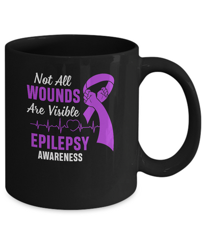 Epilepsy Awareness Purple Not All Wounds Are Visible Mug-Coffee Mug-11oz Mug-Black