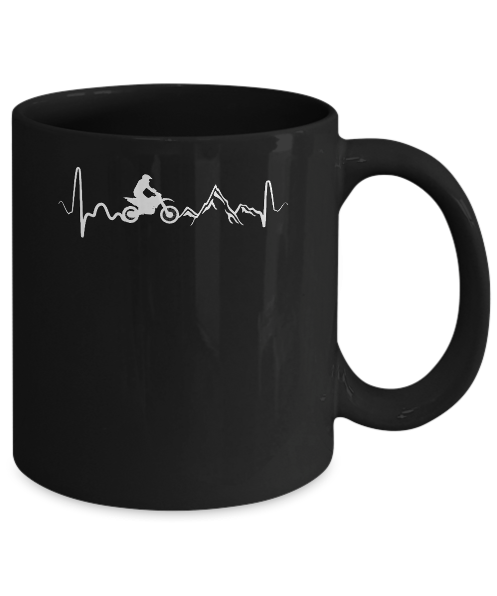 Mountain Dirt Bike Motocross Heartbeat Mug-Coffee Mug-11oz Mug-Black