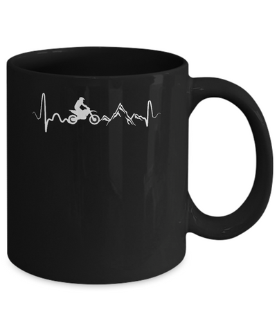 Mountain Dirt Bike Motocross Heartbeat Mug-Coffee Mug-11oz Mug-Black