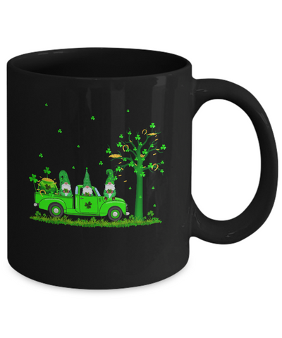 Irish Three Green Gnome Truck Shamrock St Patricks Day Gift Mug-Coffee Mug-11oz Mug-Black