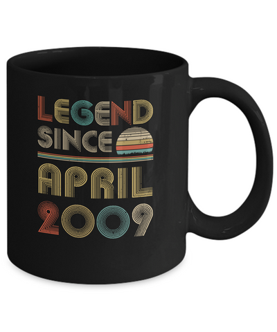 Legend Since April 2009 Vintage 12th Birthday Gifts Youth Mug-Coffee Mug-11oz Mug-Black