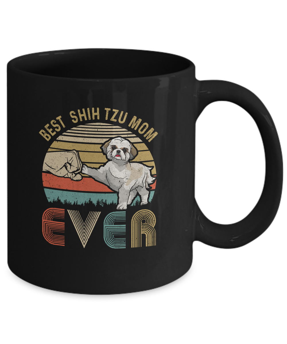 Vintage Best Shih Tzu Mom Ever Bump Fit Funny Mom Gifts Mug-Coffee Mug-11oz Mug-Black