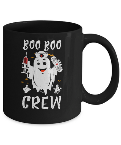 Boo Boo Crew Nurse Ghost Girls Funny Halloween Costume Mug-Coffee Mug-11oz Mug-Black