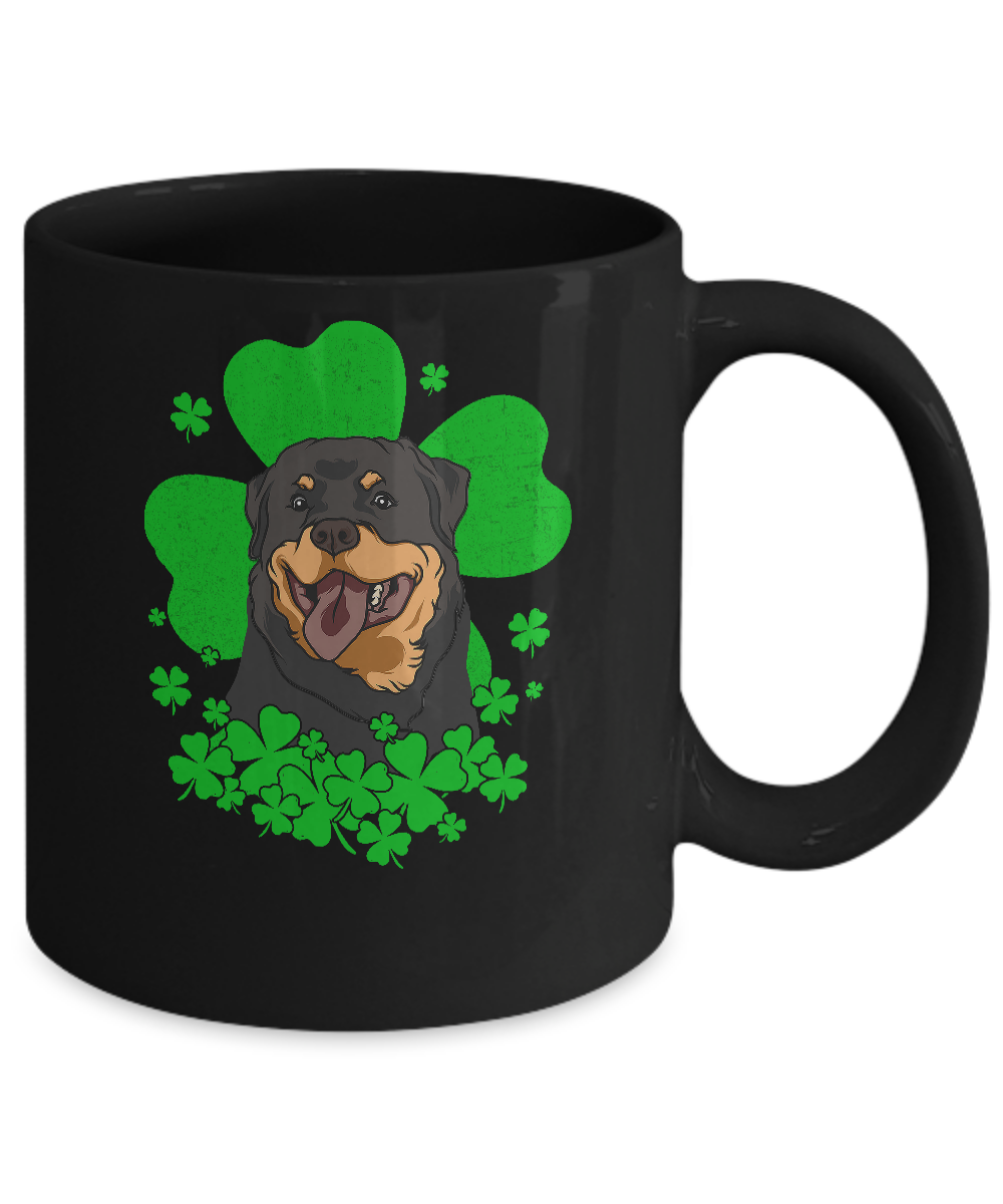 Rottweiler St. Patrick's Day Clovers Mug-Coffee Mug-11oz Mug-Black