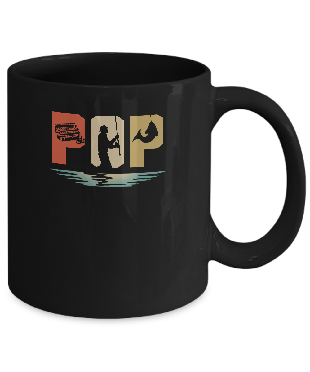Vintage Fishing Pop Father's Day Gift Mug-Coffee Mug-11oz Mug-Black