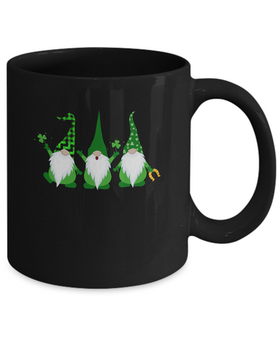 Three Gnomes Holding Shamrocks St Patricks Day Boys Girls Mug-Coffee Mug-11oz Mug-Black
