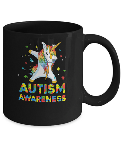 Dabbing Unicorn Puzzle Autism Awareness For Girls Mug-Coffee Mug-11oz Mug-Black