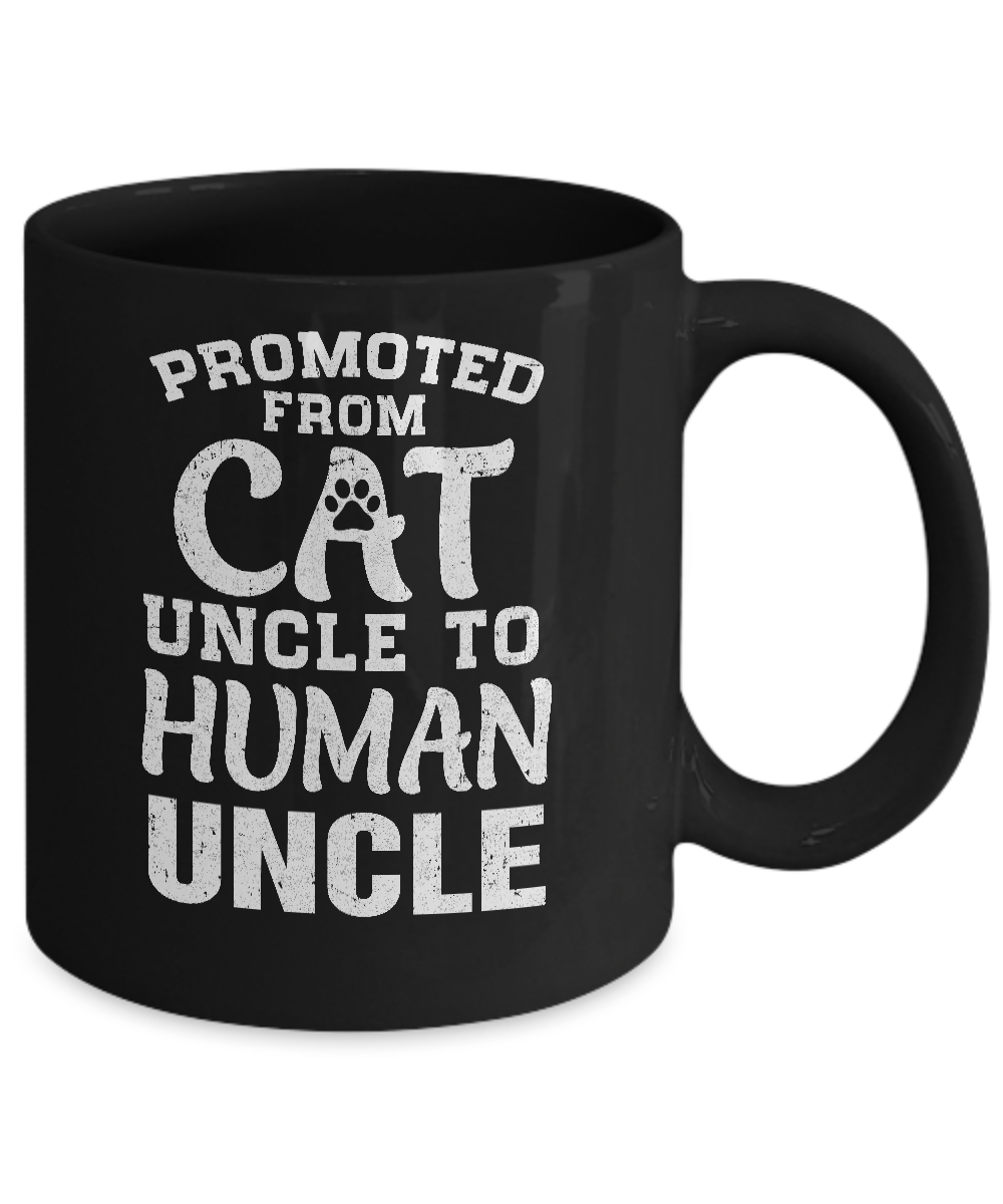 Promoted From Cat Uncle To Human Uncle Gifts Mug-Coffee Mug-11oz Mug-Black