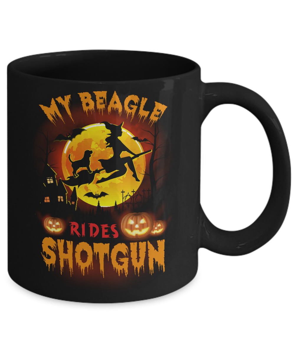 My Beagle Rides Shotgun Halloween Dog Mug-Coffee Mug-11oz Mug-Black