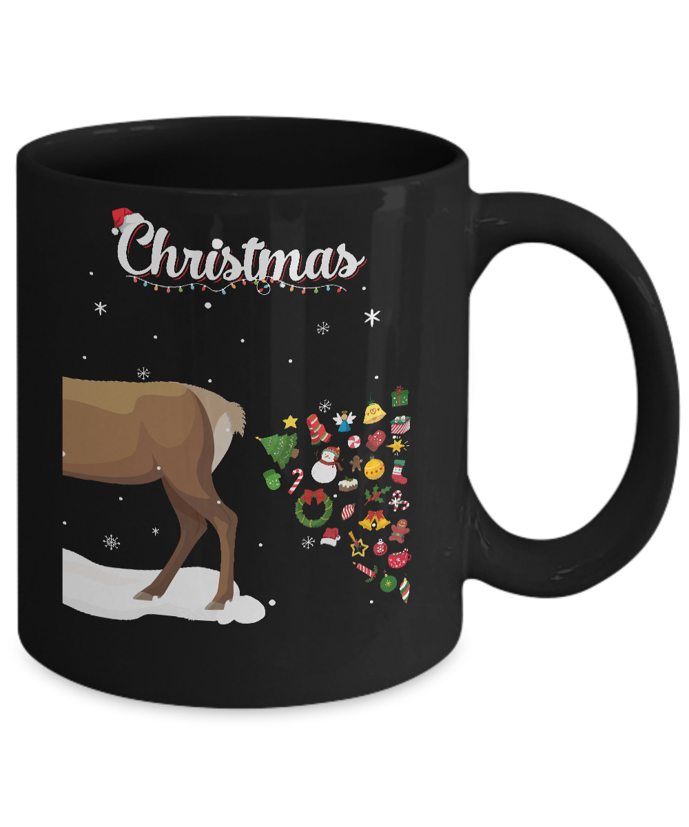 Couples Sick Reindeer Funny Ugly Christmas Sweater Mug-Coffee Mug-11oz Mug-Black