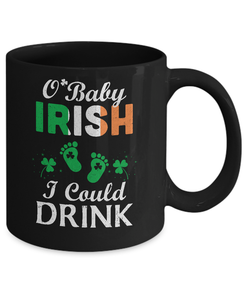 Irish I Could Drink Pregnancy Announcement St Patricks Mug-Coffee Mug-11oz Mug-Black