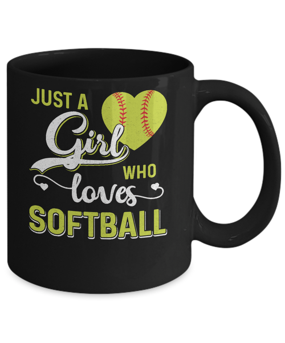 Just A Girl Who Loves Softball Mug-Coffee Mug-11oz Mug-Black