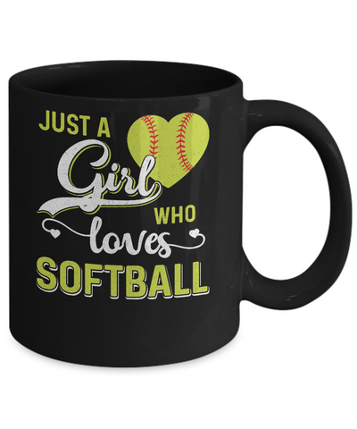 Just A Girl Who Loves Softball Mug-Coffee Mug-11oz Mug-Black