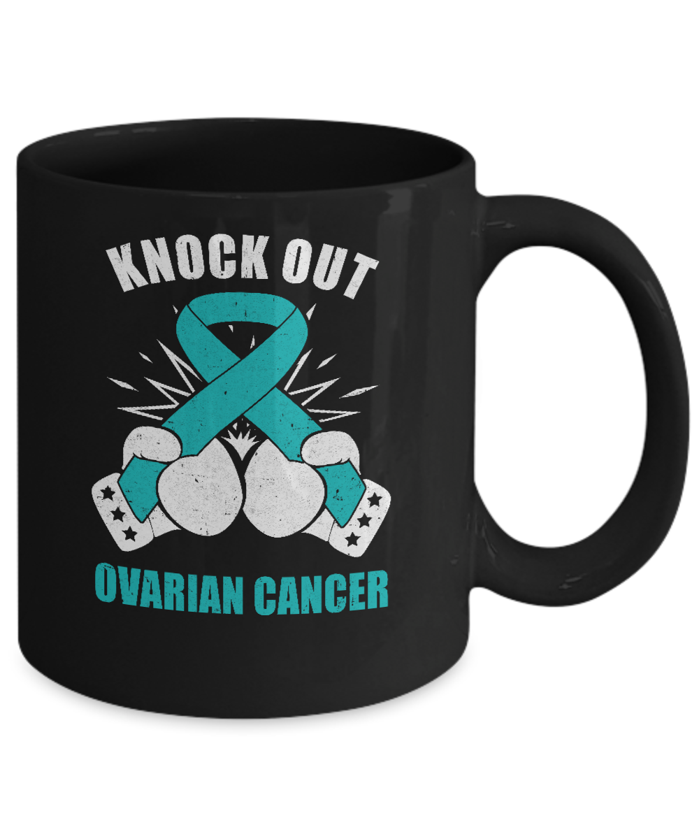 Boxing knock out Ovarian Cancer Awareness Support Mug-Coffee Mug-11oz Mug-Black