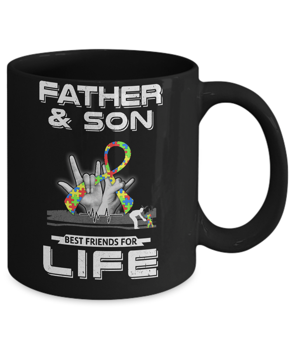 Father And Son Best Friends For Life Autism Awareness Mug-Coffee Mug-11oz Mug-Black
