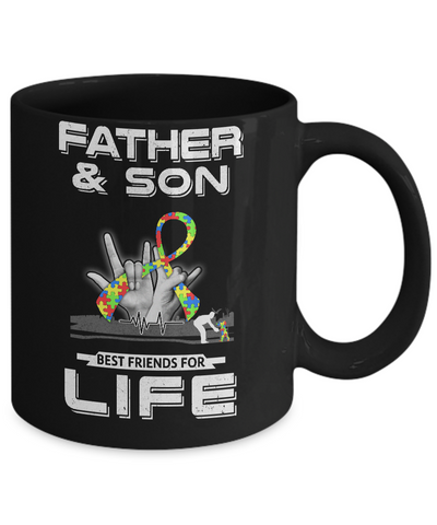 Father And Son Best Friends For Life Autism Awareness Mug-Coffee Mug-11oz Mug-Black