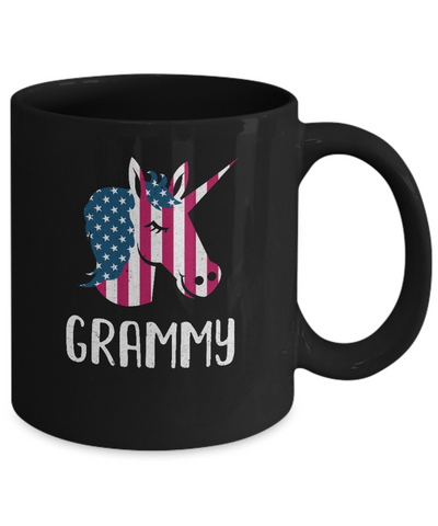 Patriotic Grammy Unicorn Americorn 4Th Of July Mug-Coffee Mug-11oz Mug-Black