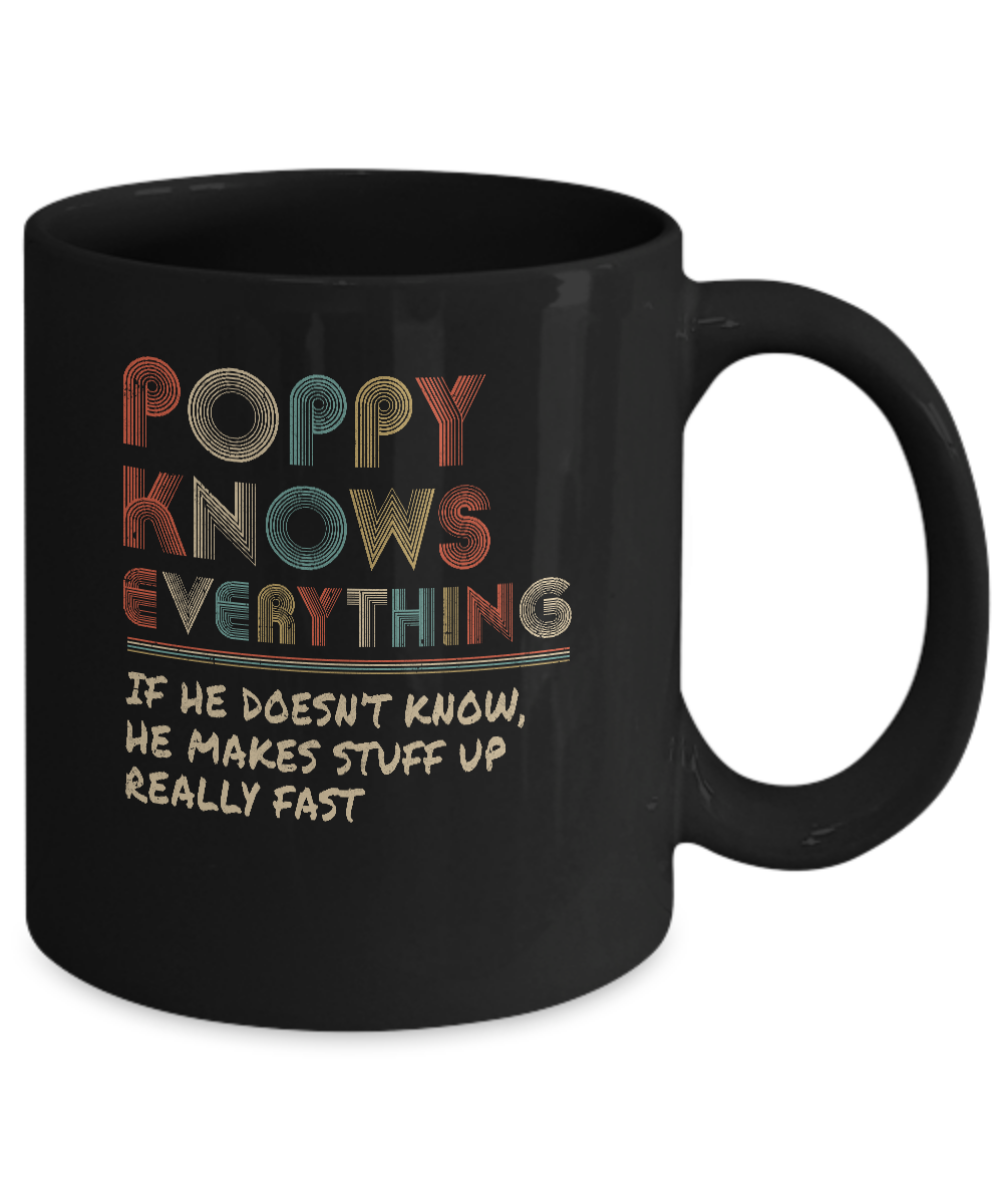 Poppy Know Everything Vintage Poppy Father's Day Gift Mug-Coffee Mug-11oz Mug-Black
