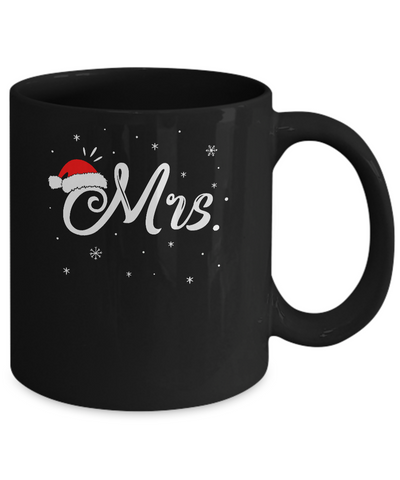 Funny Christmas Couple Matching Mr And Mrs Santa Hat Mug-Coffee Mug-11oz Mug-Black