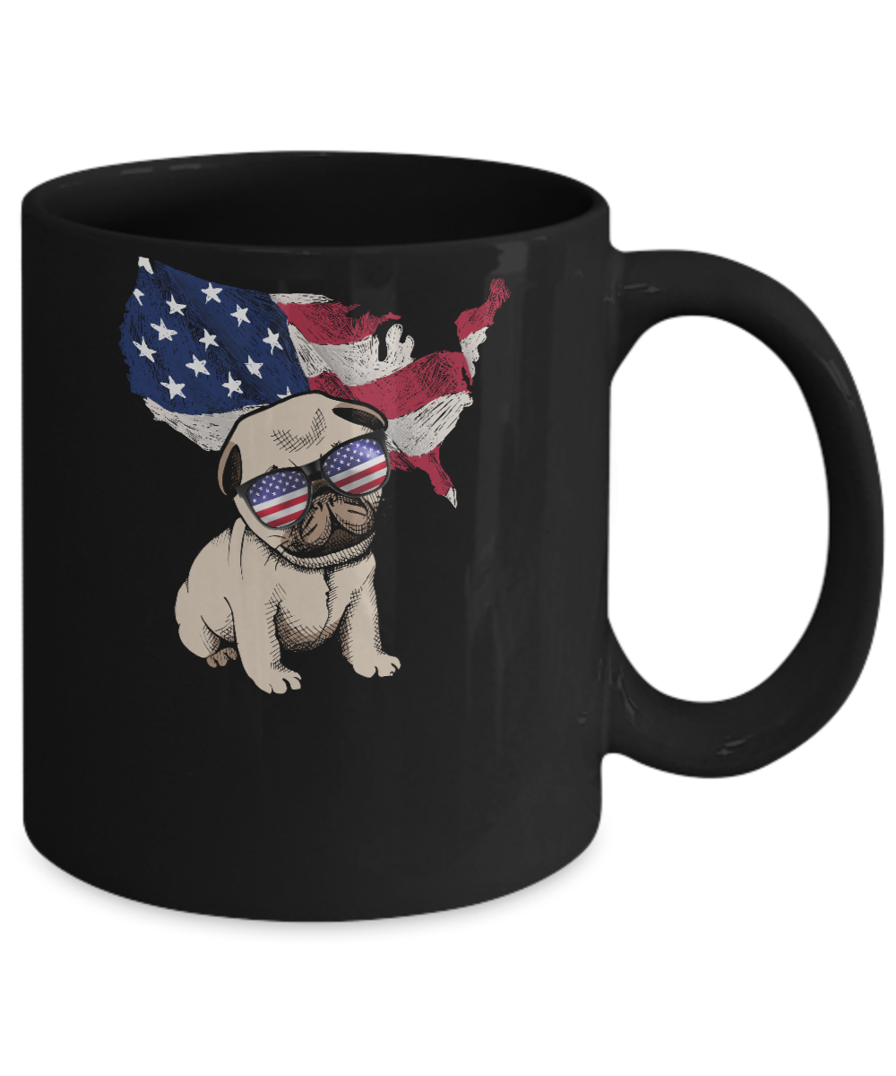 Funny Patriot Pug Dog 4Th Of July American Flag Mug-Coffee Mug-11oz Mug-Black