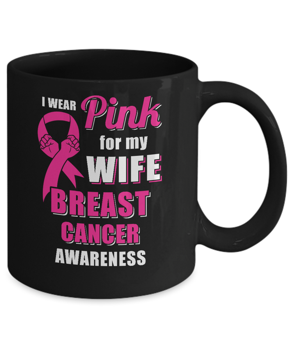 I Wear Pink For My Wife Breast Cancer Husband Mug-Coffee Mug-11oz Mug-Black