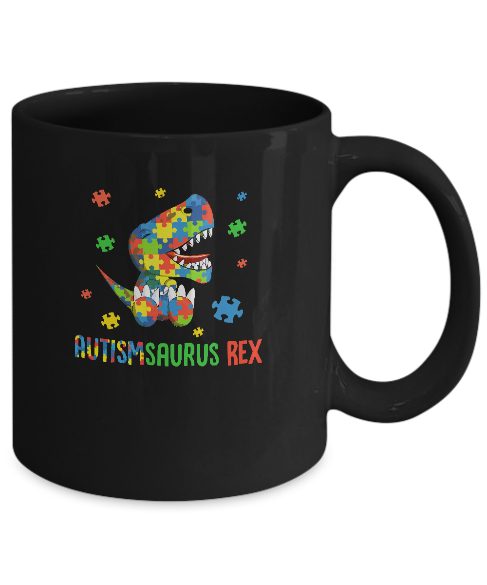 Autismsaurus Rex Autism Dinosaur T-Rex For Kids Mug-Coffee Mug-11oz Mug-Black