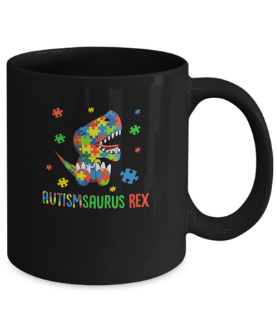 Autismsaurus Rex Autism Dinosaur T-Rex For Kids Mug-Coffee Mug-11oz Mug-Black