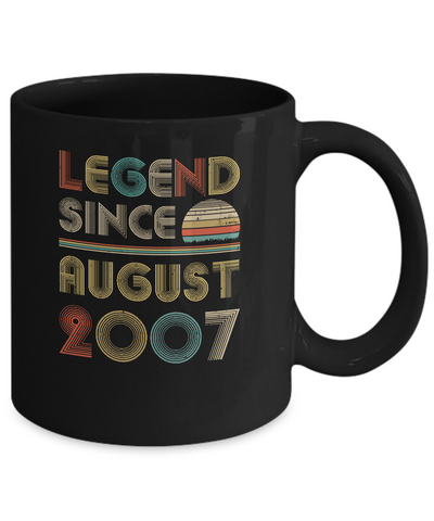 Legend Since August 2007 Vintage 14th Birthday Gifts Mug-Coffee Mug-11oz Mug-Black