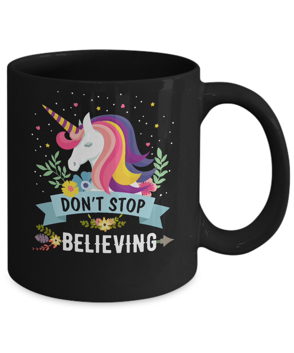 Unicorn Don't Stop Believing Mug-Coffee Mug-11oz Mug-Black