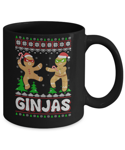 Ginjas Gingerbread Ninjas Funny Ugly Christmas Sweater Mug-Coffee Mug-11oz Mug-Black