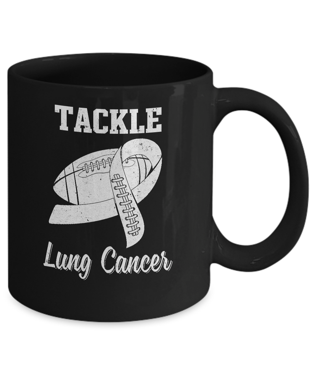 Football Survivor Tackle Clear Lung Cancer Awareness Mug-Coffee Mug-11oz Mug-Black
