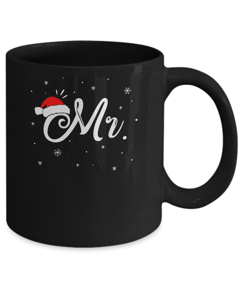 Funny Christmas Couple Matching Mr And Mrs Santa Hat Gift Mug-Coffee Mug-11oz Mug-Black