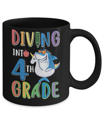 Diving Into 4th Grade Back To School Shark Mug-Coffee Mug-11oz Mug-Black