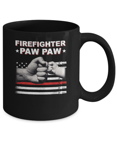 Firefighter Fireman Paw Paw American Flag Fathers Day Mug-Coffee Mug-11oz Mug-Black