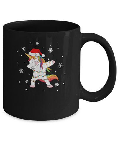 Dabbing Unicorn Ugly Christmas Sweater Girls Mug-Coffee Mug-11oz Mug-Black