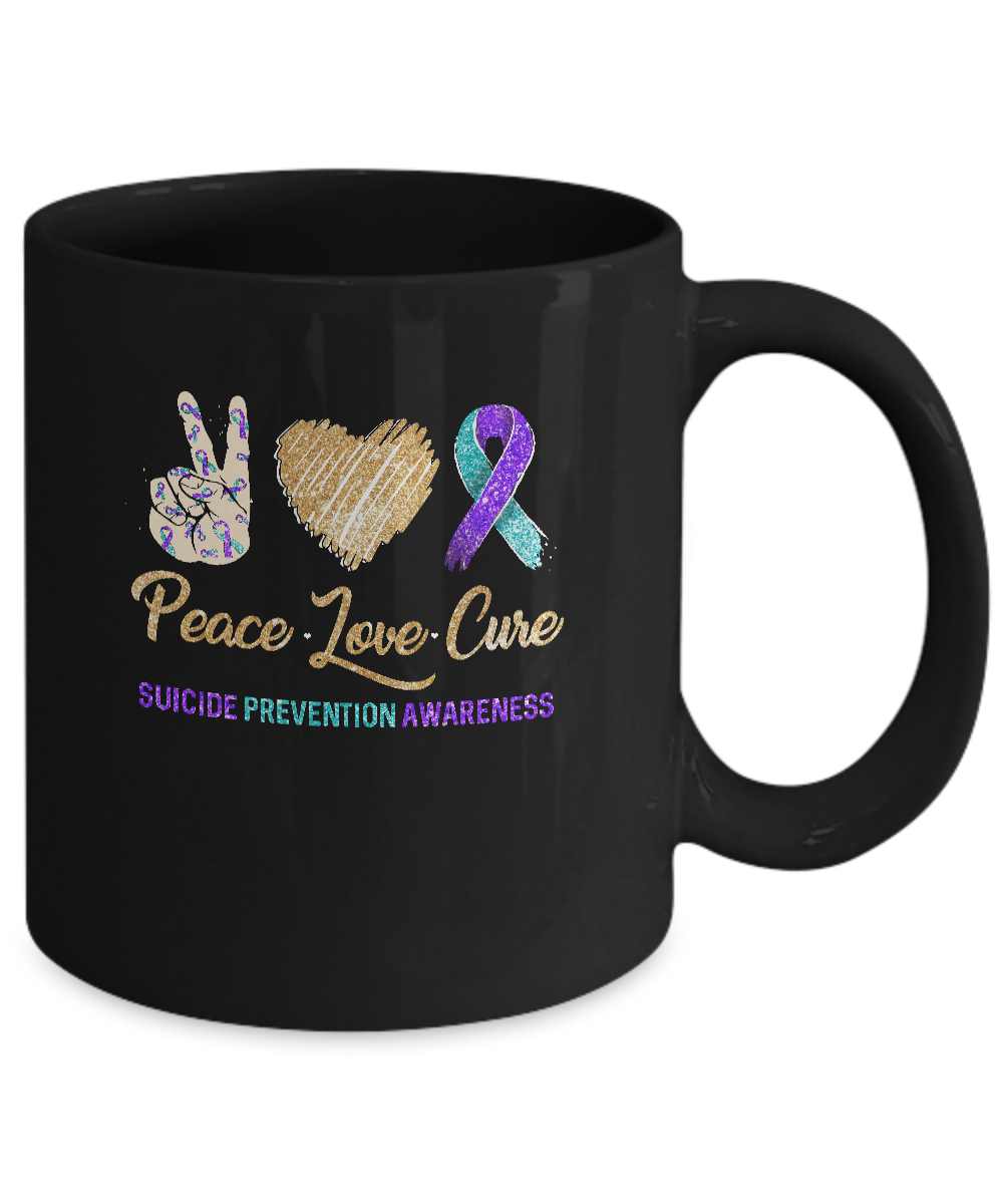 Peace Love Cure Suicide Prevention Mug-Coffee Mug-11oz Mug-Black