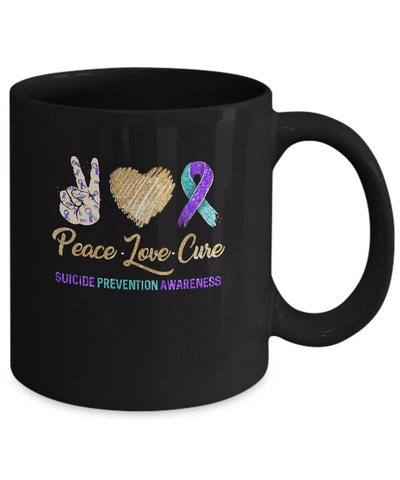 Peace Love Cure Suicide Prevention Mug-Coffee Mug-11oz Mug-Black
