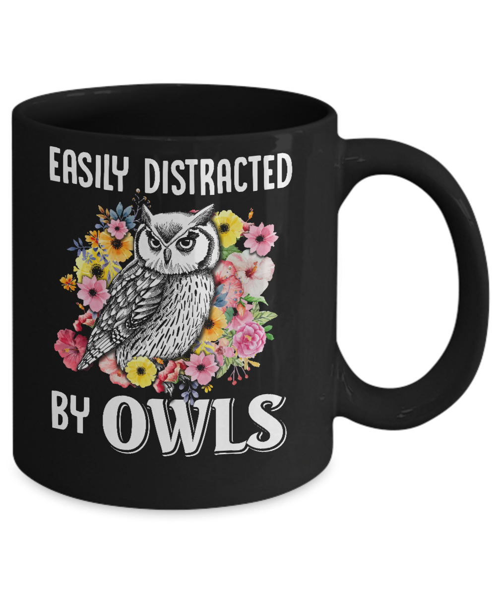 Easily Distracted By Owls Mug-Coffee Mug-11oz Mug-Black
