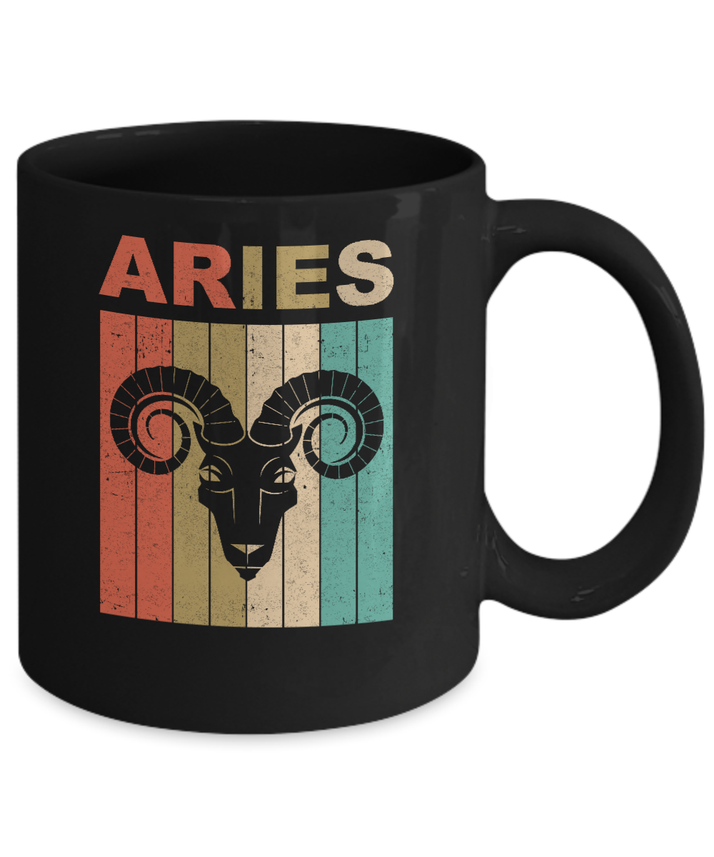 Vintage Aries Zodiac March April Birthday Gift Mug-Coffee Mug-11oz Mug-Black
