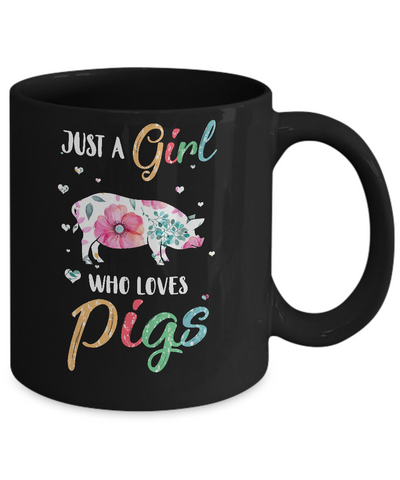 Just A Girl Who Loves Pigs Cute Pig Lover Mug-Coffee Mug-11oz Mug-Black