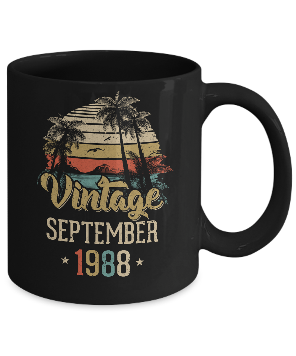 Retro Classic Vintage September 1988 33th Birthday Gift Mug-Coffee Mug-11oz Mug-Black