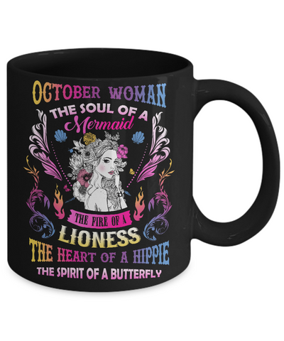 October Woman The Soul Of A Mermaid Birthday Mug-Coffee Mug-11oz Mug-Black