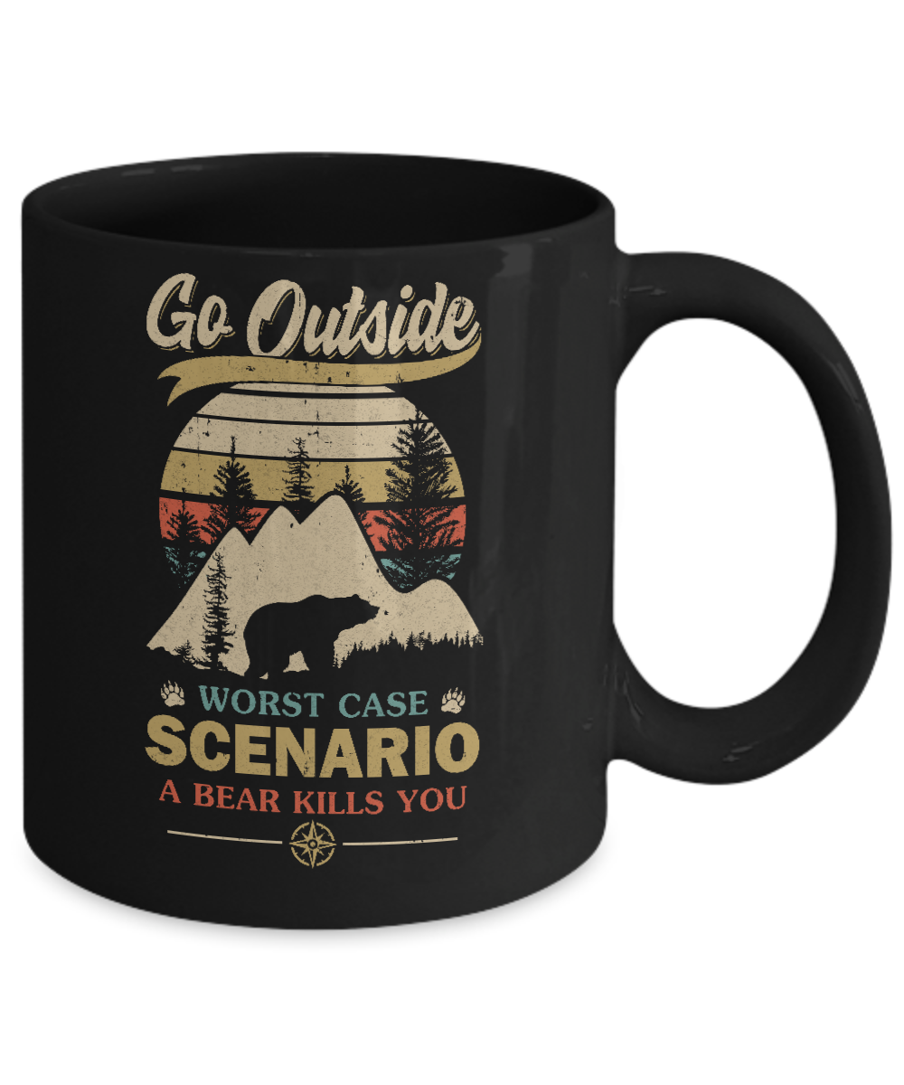 Vintage Go Outside Worst Case Scenario A Bear Kills You Mug-Coffee Mug-11oz Mug-Black