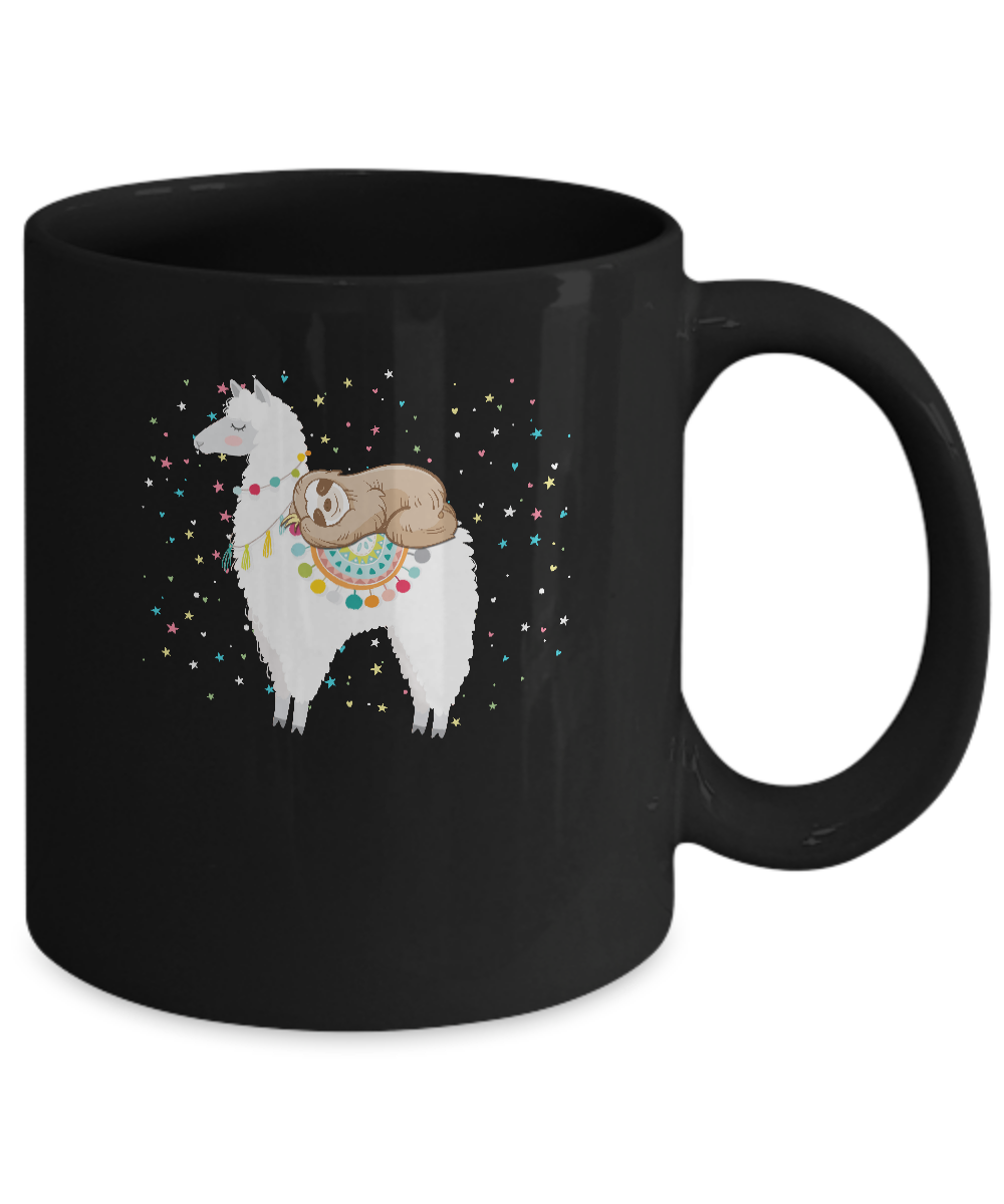 Funny Sloth Riding Llama Lover Mug-Coffee Mug-11oz Mug-Black