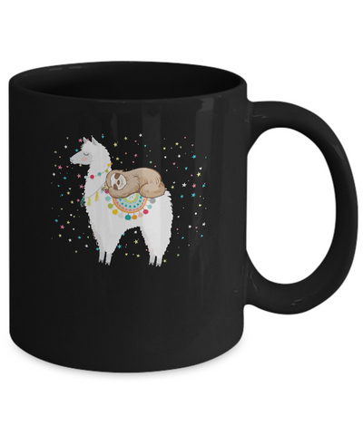 Funny Sloth Riding Llama Lover Mug-Coffee Mug-11oz Mug-Black